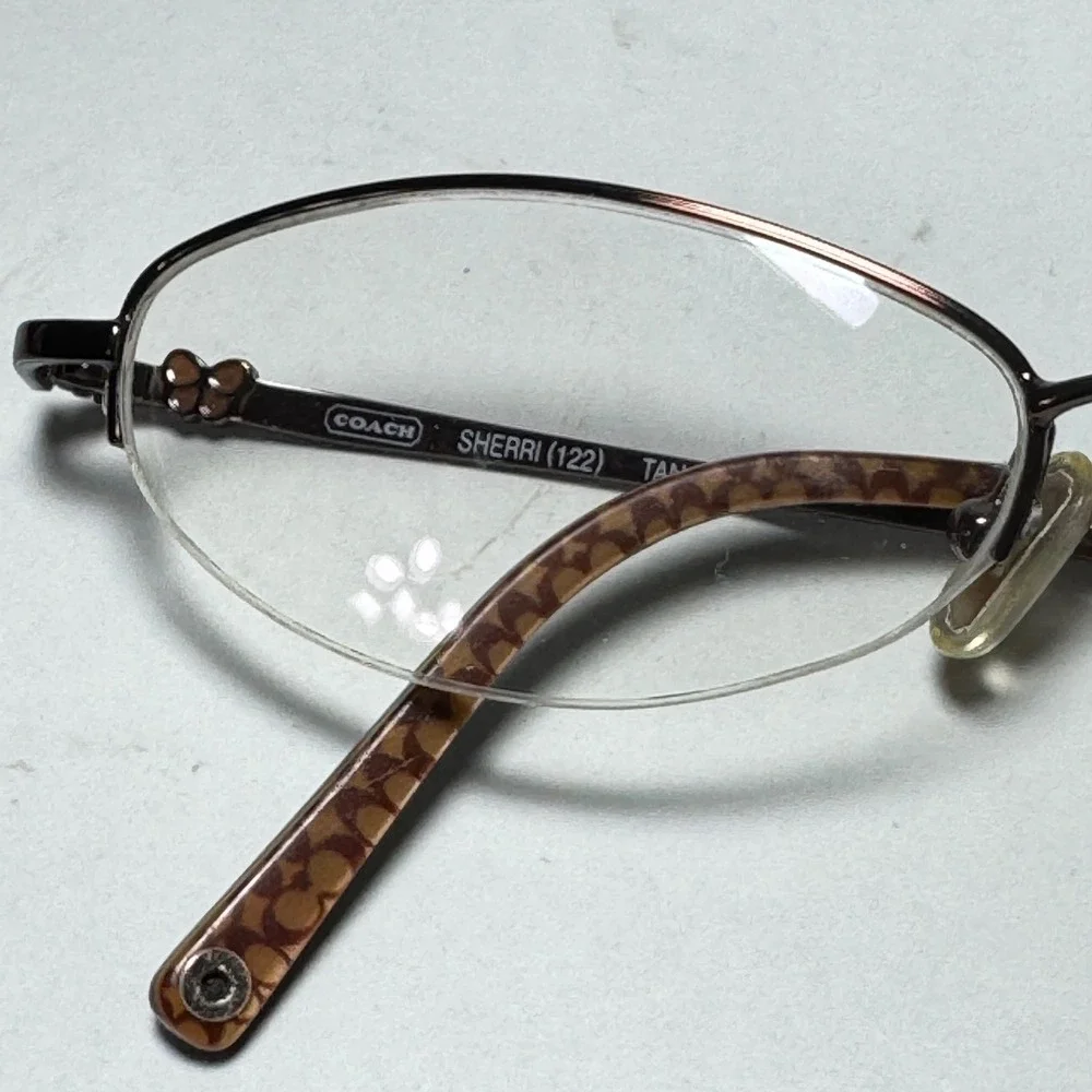 Coach Sherri 122 Tan Bronze Oval Semi Rimless Eyeglass Frames 49-17-130